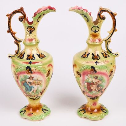 A Pair of Antique Chelsea England Jugs