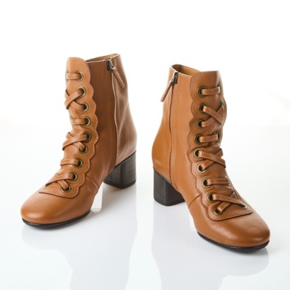 Chloe, Orson Tan Lace Up Ankle Boots, Size 37