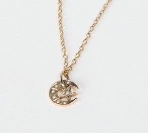 A 9ct Gold Star & Crescent Charm On Chain