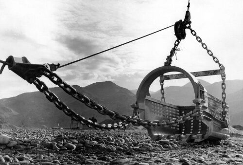 Clearing Gravel on the Site of The Earth Dam at Benmore: This Shovel of Dragline Lifts Five Cubic Yards