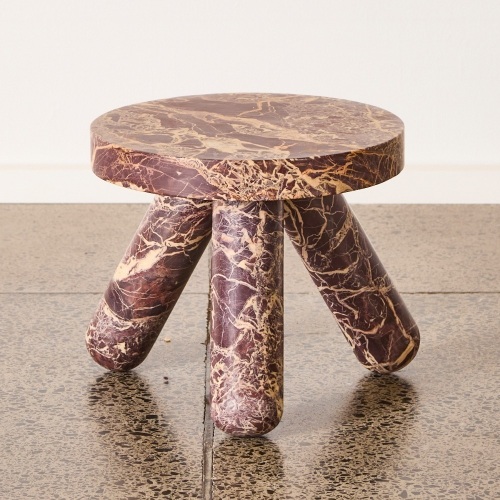 A Studio Anasi Red Marble Stool