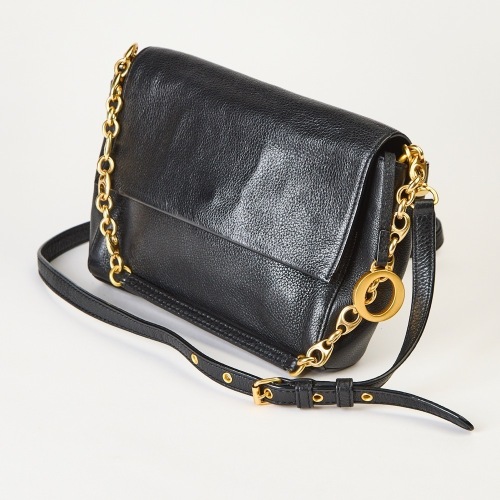 Oroton Black Pebbled Leather Crossbody Bag