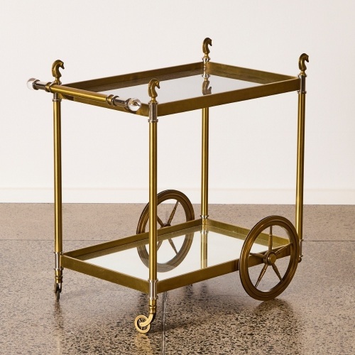 A Jonathan Adler Cheval Brass Bar Cart