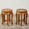 A pair of Chinese vintage Nanmu "bats and shou‘ round table and two stools - 4