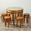 A set of Chinese vintage Nanmu tea table and stools