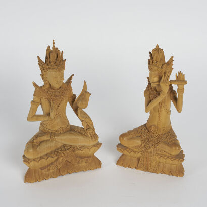 A Pair Of Indonesian Wooden Carvings