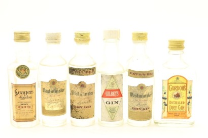 (1) English Gin Miniatures, 6 Bottles Sold as One Lot