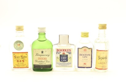 (1) English Gin Miniatures, 5 Bottles Sold as One Lot