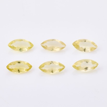 A Parcel Lot of 29.56ct, Six Loose Marquise Cut, Lemon Quartz