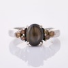 15ct White Gold, Modern, Black Star Sapphire / Chocolate Diamond Ring