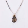 18ct Yellow Gold, Black Star Sapphire / .075ct Chocolate Diamond Pendant on 45cm Gucci Link Chain