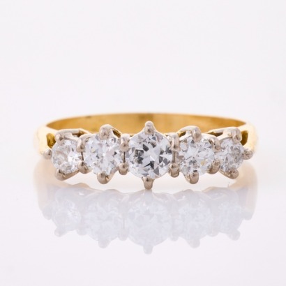 18ct Yellow / White Gold, .46ct Five Stone Diamond Ring