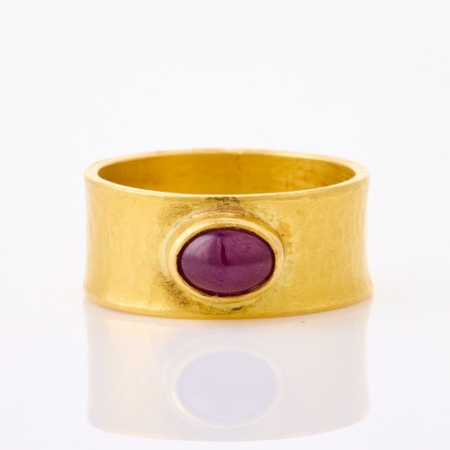 22ct Yellow Gold, Handmade, 1.02ct Cabochon Cut Ruby Ring