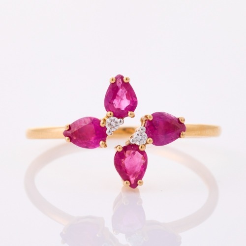 18ct Rose Gold, Modern, .68ct Ruby / .02ct Diamond Ring - Near new