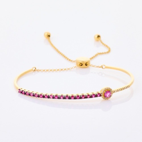 18ct Yellow Gold, Modern, 71ct Ruby / .10ct Diamond Bracelet - Near new