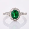 Platinum, Modern,1.59ct Oval Tsavorite / 1.25cts Diamond Ring - Near new