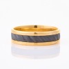 9ct Yellow Gold / Black Textured Zircon, 6.15mm Wide Ring, Size T 1/2, - As new