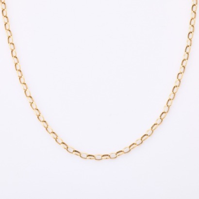 9ct Yellow Gold, Vintage, Oval Belcher Link Necklet