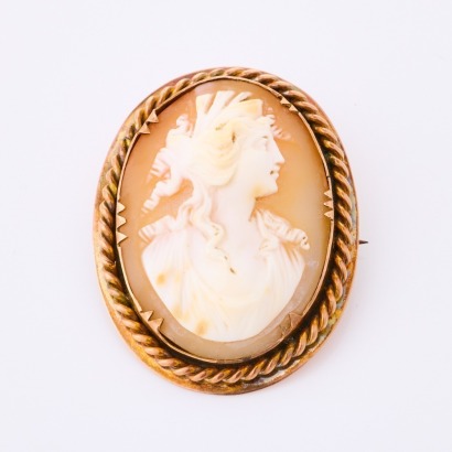 9ct Rose Gold, Vintage, Cameo Brooch