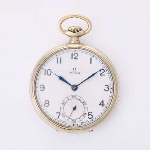 Stainless Steel, 48mm OMEGA 17 Jewel Pocket Watch, circa 1939