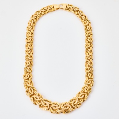 14ct Yellow Gold, 44cm Hollow Flat Byzantine Chain