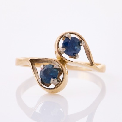 9ct Yellow Gold, Sapphire Two Stone Ring