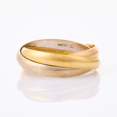 18ct Tri-colour Gold, Three Band Ring, Size L