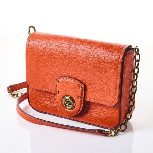 Ralph Lauren, Orange Pebbled Leather Crossbody Bag