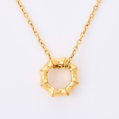 Gucci, 18ct Yellow Gold, Bamboo Pendant on Chain with Box