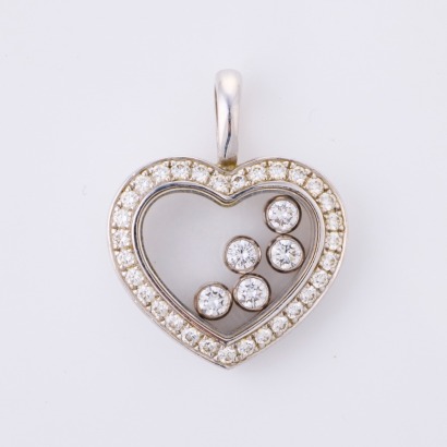 Chopard, 18ct White Gold, Heart Shaped .54ct Happy Diamond Pendant