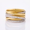 18ct Yellow Gold, Modern, Multi-band, Diamond Set Wide Ring