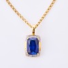 9ct Yellow Gold, Diamond / Synthetic Sapphire Pendant, on 9ct Yellow Gold 44cm Chain