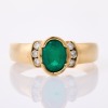 9ct Yellow Gold, Modern, .09ct Diamond / Synthetic Emerald Ring