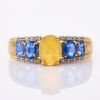 9ct Yellowl Gold, Sapphire, Opal / Diamond Ring