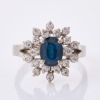 14ct White Gold, Vintage, 1.40ct Sapphire / .40ct Diamond Ring