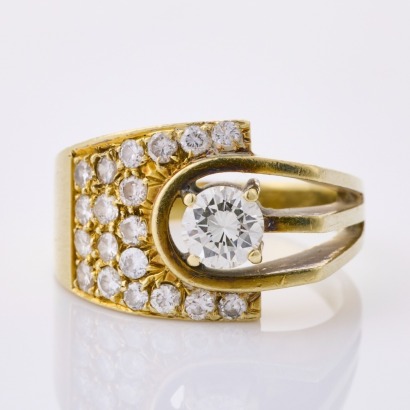 14ct Yellow Gold, Modern, .40ct Diamond / .42ct Diamond Ring