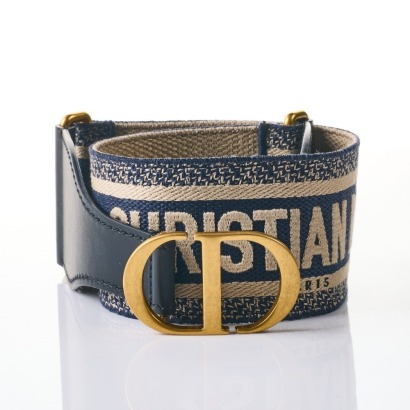 Christian Dior, Embroided Canvas Belt, Size 75