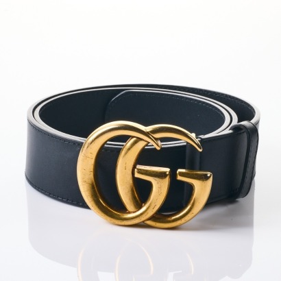 Gucci, Black GG Belt, Size 80/32