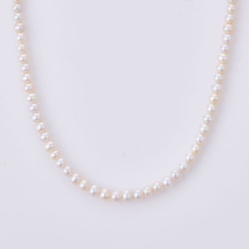 40cm Small Semi-round Pearl Strand with an 18ct Yellow Gold Clasp