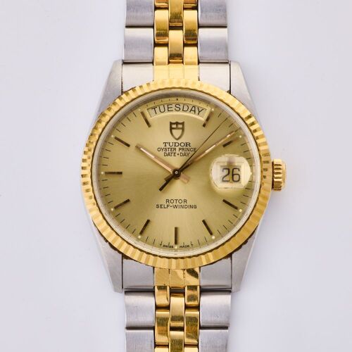 Stainless Steel / Gold Plated, 36mm Tudor Oyster Prince Date-Day Wristwatch, circa 1996