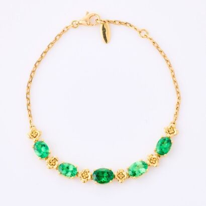 18ct Yellow Gold, 4.50cts Tsavorite Garnet Bracelet