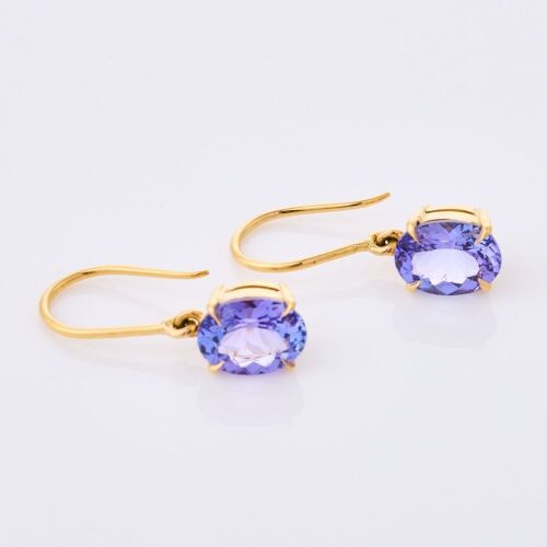 18ct Yellow Gold, Modern, 3.40ct Tanzanite Earring