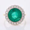 18ct Yellow Gold, 5.35ct Emerald / .65ct Diamond Cluster Ring