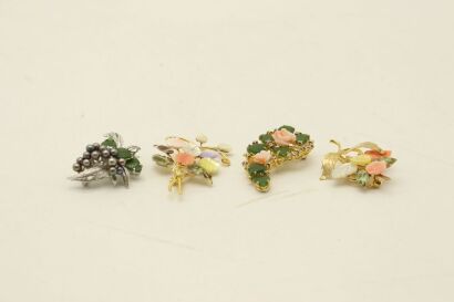 A Group of Four Gold Plated Brooches