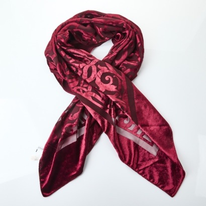 Givenchy, Burgundy 100% Polyester Shawl