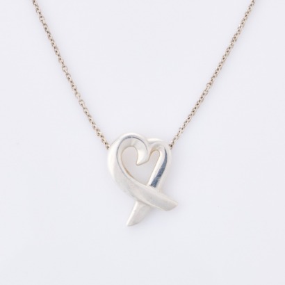 Tiffany & Co, Sterling Silver "Loving Heart" Necklace on 40cm Silver Chain with Box