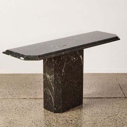 A Post Modern Nero Marquina Black Marble Console Table