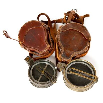Two Vintage Brass Cased Surveyors Sight Compass