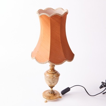 A Vintage Italian Marble & Brass Lamp