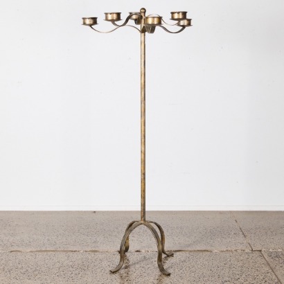 A Large Wrought Iron Floor-standing Candelabra